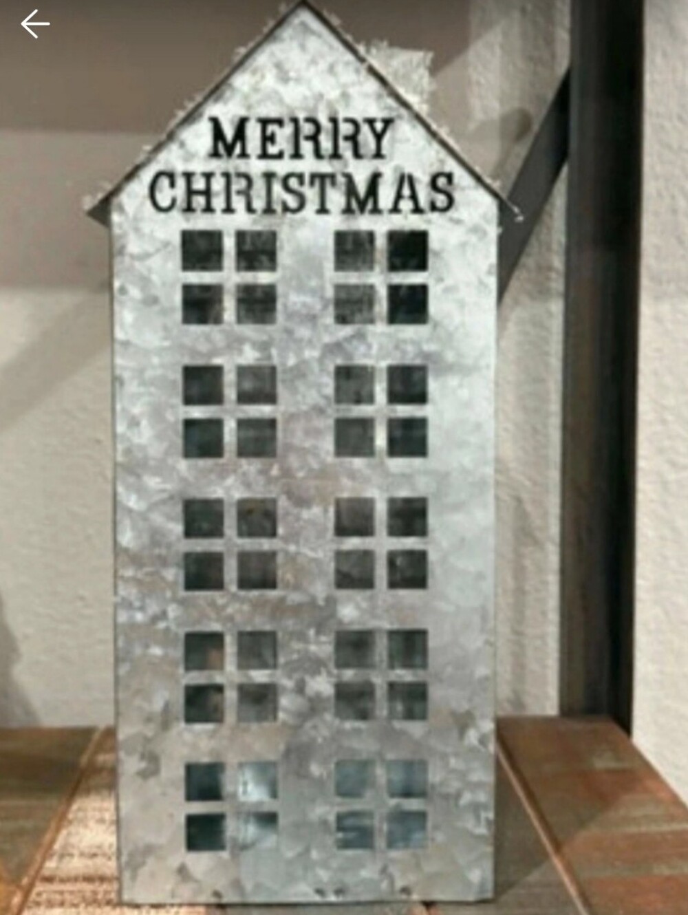 Merry Christmas Galvanized Metal House Lantern - Silver Holiday Décor